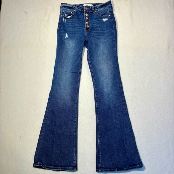 Altar'd State Mica Women's Jeans High Rise Flare Distressed Button Fly Size 29 - Picture 1 of 8